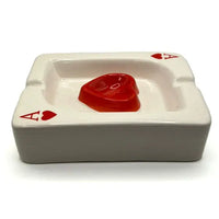 Ace of Hearts glazed ceramic ashtray with fast shipping Australia-wide - side