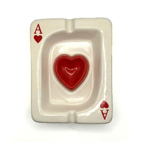 Ace of Hearts glazed ceramic ashtray with fast shipping Australia-wide - above