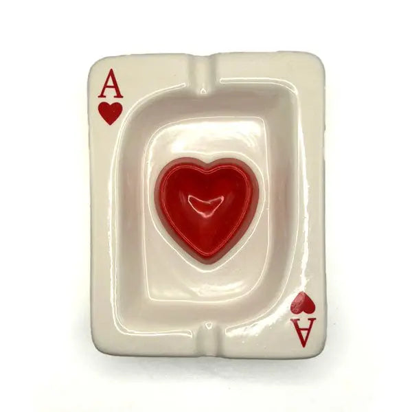 Ace of Hearts glazed ceramic ashtray with fast shipping Australia-wide - above