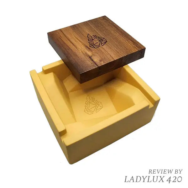BRNT Briq concrete ashtray with walnut lid – fast shipping Australia-wide - yellow