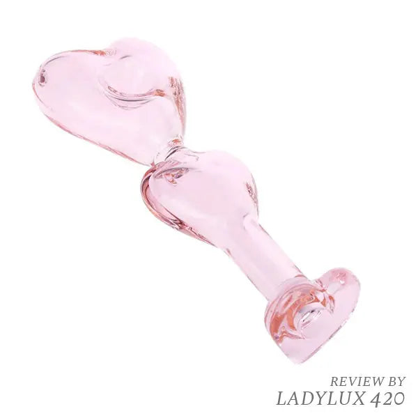 Double Love 5.5" pink borosilicate glass hand pipe with heart design for smooth smoking