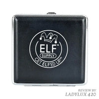 ELF Supply sleek metal case for pre-rolled joints or cigarettes, pocket-sized and durable. closed box