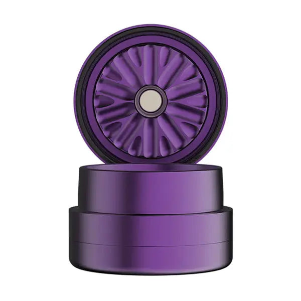 Flower Mill 3-Piece 2.0" Aluminum Grinder – Next Gen Series for smooth, efficient milling - purple open lid