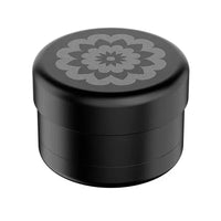 Black Flower Mill Next Gen 5-Piece 2.5" Stainless Steel Herb Grinder – Premium Design - Front closed Lid