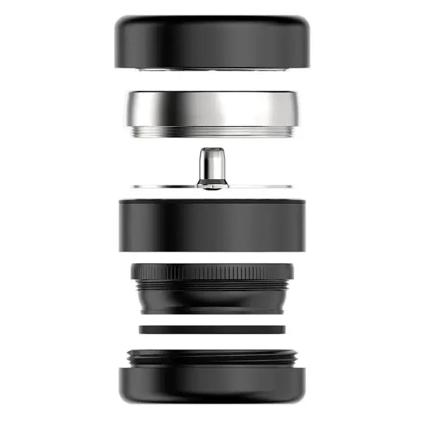 Black Flower Mill Next Gen 5-Piece 2.5" Stainless Steel Herb Grinder – Premium Design - side apart