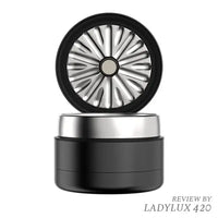 Black Flower Mill Next Gen 5-Piece 2.5" Stainless Steel Herb Grinder – Premium Design - Front open Lid