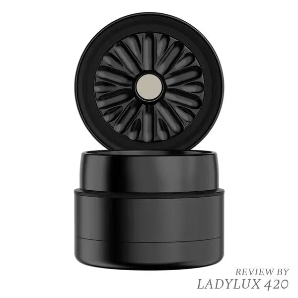 Flower Mill Next Gen Premium 5 Piece 2.0" Aluminium Series Mill/Grinder - Black - open lid