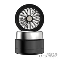 Black Flower Mill Next Gen 5-Piece 2.0" Stainless Steel Grinder for herbs and spices - open lid