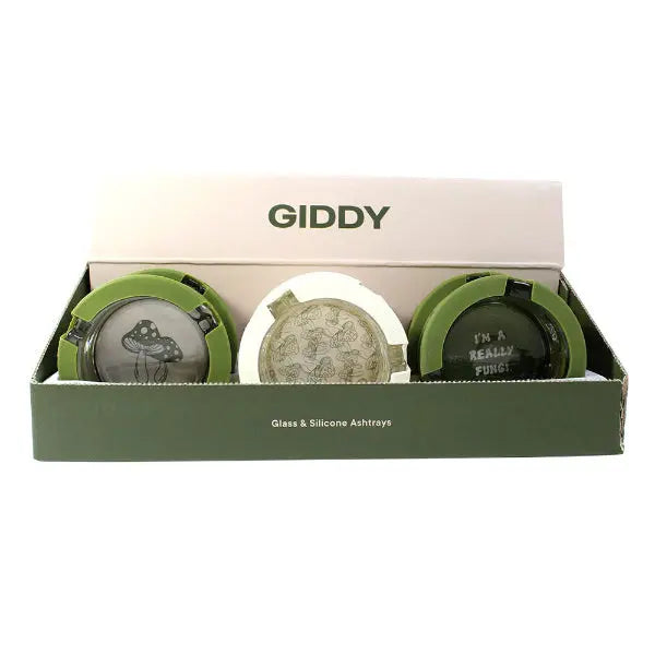 Giddy Glass & Silicone Ashtray Mushroom Series – fast shipping Australia-wide - boxed