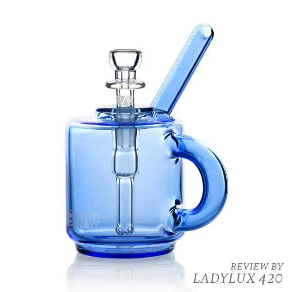 Grav Labs Sip Series Pocket Coffee Mug Bubbler in Blue – compact and stylish glass water pipe - front