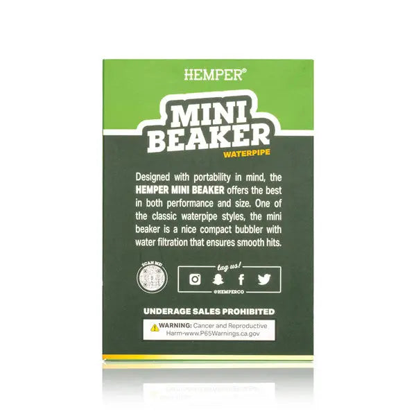 Hemper Mini Beaker Bong with compact design and clear glass for smooth smoking sessions - In Box Back