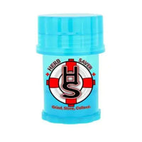 HerbSaver mini 4-piece plastic grinder light blue – compact, portable herb grinder with storage compartment