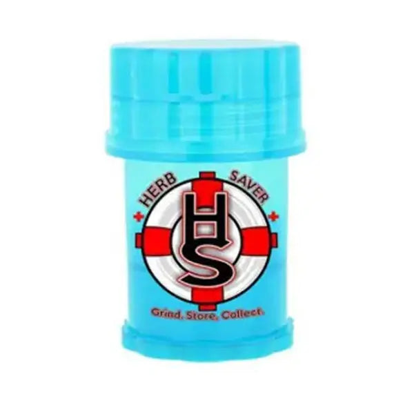 HerbSaver mini 4-piece plastic grinder light blue – compact, portable herb grinder with storage compartment