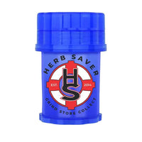 HerbSaver mini 4-piece plastic grinder dark blue – compact, portable herb grinder with storage compartment