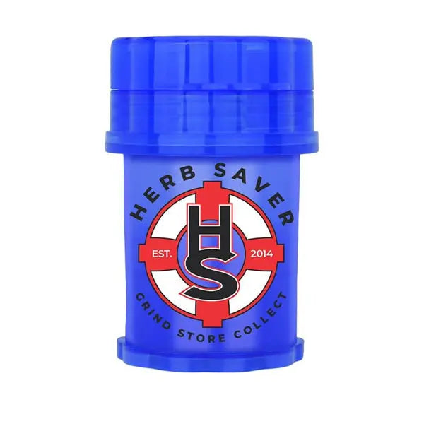 HerbSaver mini 4-piece plastic grinder dark blue – compact, portable herb grinder with storage compartment