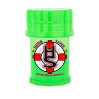 HerbSaver mini 4-piece plastic grinder light green – compact, portable herb grinder with storage compartment