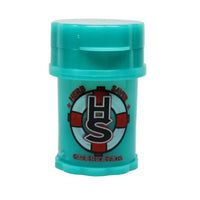 HerbSaver mini 4-piece plastic grinder teal – compact, portable herb grinder with storage compartment