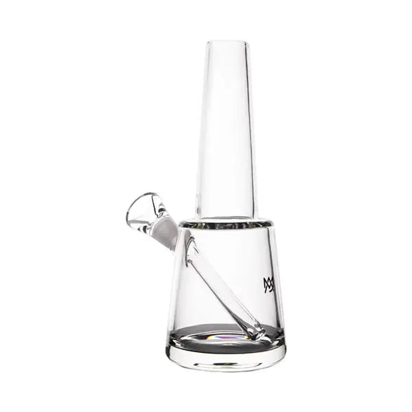 MJ Arsenal Summit 8" glass water pipe with sturdy base and angled mouthpiece for smooth hits - Side back