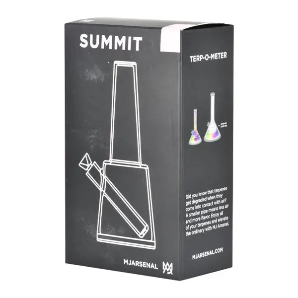 MJ Arsenal Summit 8" glass water pipe with sturdy base and angled mouthpiece for smooth hits - Box