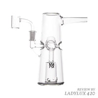 MJ Arsenal Turret 6.25" Glass Dab Rig Set with 10mm Quartz Banger for Concentrates - Side