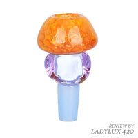 TriColour Honeycomb Glass Herb Bowl Slide – 14mm Male Borosilicate Piece - orange