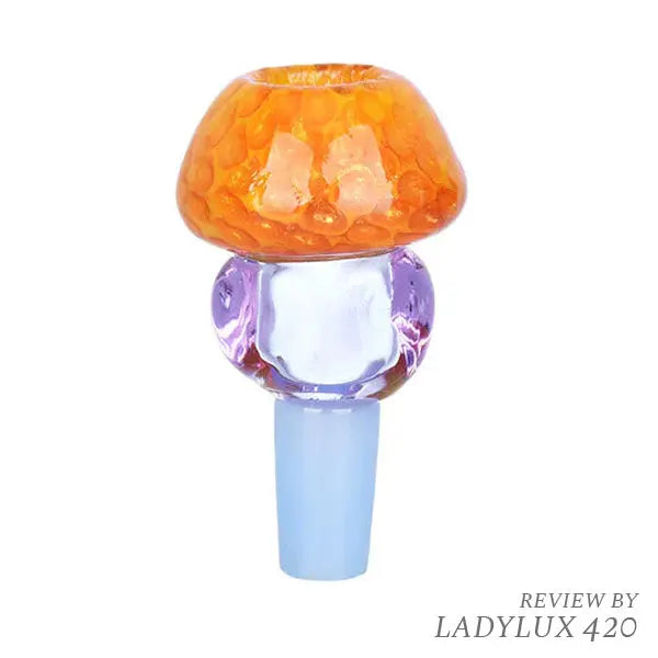 TriColour Honeycomb Glass Herb Bowl Slide – 14mm Male Borosilicate Piece - orange