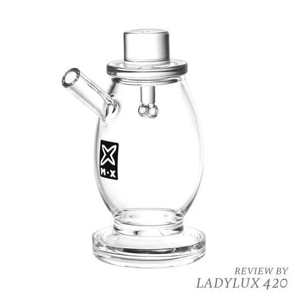 Milkyway Glass 5" Egg Hash Rig – Compact Dry Pipe with Intricate Design - side with lid