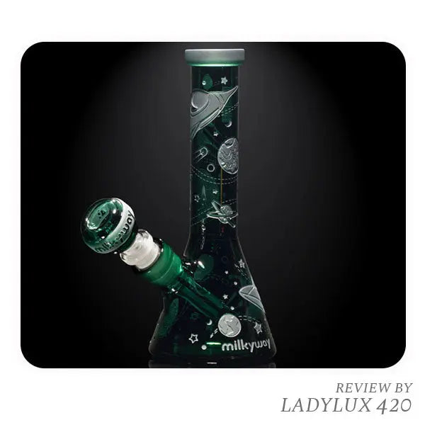 Milkyway Glass Space Odyssey Mini Beaker Bong Teal – fast shipping Australia-wide - front