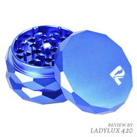 Pulsar 4-piece diamond aluminum grinder with kief screen, 2.25" premium herb grinder - blue
