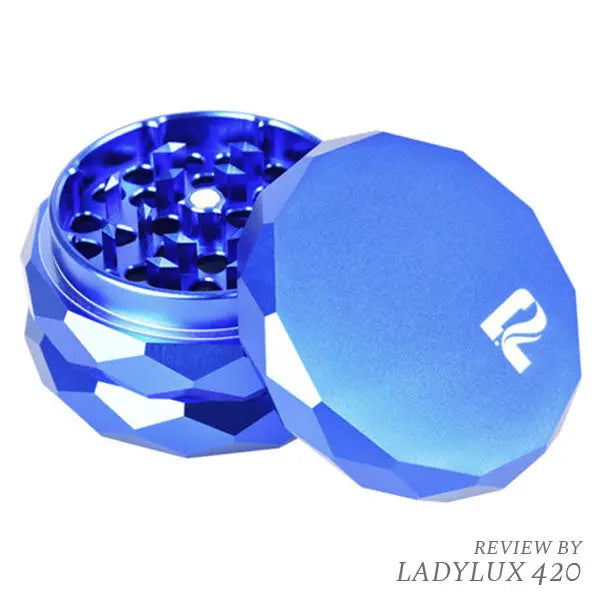 Pulsar 4-piece diamond aluminum grinder with kief screen, 2.25" premium herb grinder - blue