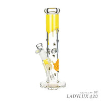 Pulsar Sweet Nectar 12" Full Wrapped Straight Tube Bong with vibrant floral design