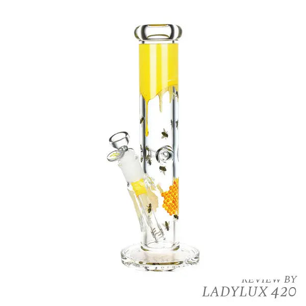 Pulsar Sweet Nectar 12" Full Wrapped Straight Tube Bong with vibrant floral design