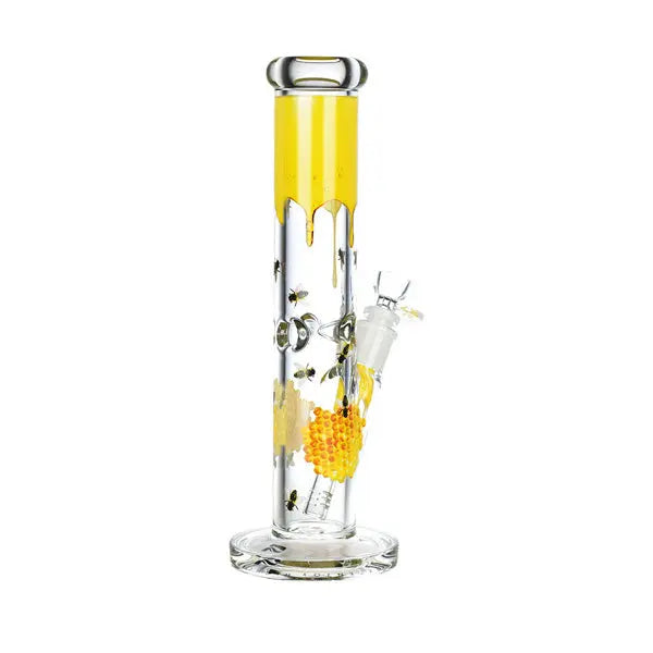 Pulsar Sweet Nectar 12" Full Wrapped Straight Tube Bong with vibrant floral design right