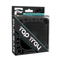 Square Pulsar Tap Tray silicone ashtray with slots for tools, lighter, and dab accessories. Black box