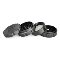 Pulsar 2.5" Magnetic Supreme 4-Piece Grinder with mesh screen and kief catcher - black components