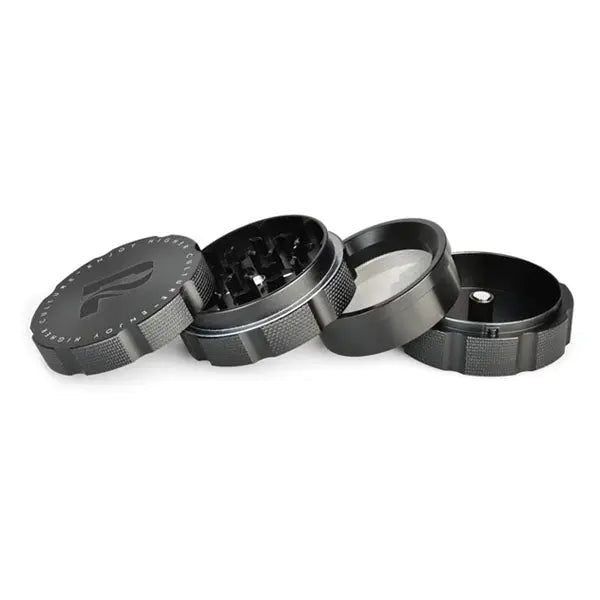 Pulsar 2.5" Magnetic Supreme 4-Piece Grinder with mesh screen and kief catcher - black components