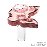 Skull Butterfly 14mm Glass Herb Slide Bowl for Bongs – Unique Flower Bowl Attachment - Pink
