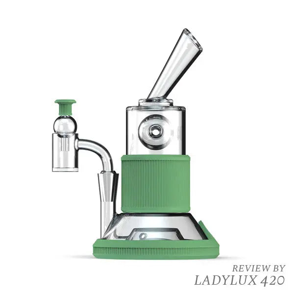 Softglass borosilicate tandem incycler dab rig kit with quartz banger and recycler design - Pistachio Side