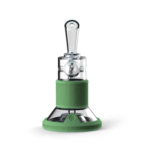 Softglass borosilicate tandem incycler dab rig kit with quartz banger and recycler design - Pistachio Front