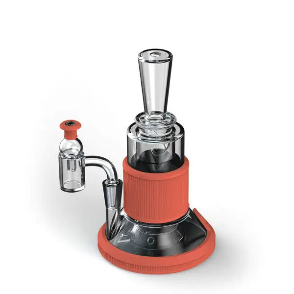 Softglass borosilicate tandem incycler dab rig kit with quartz banger and recycler design - Sienna Top Side