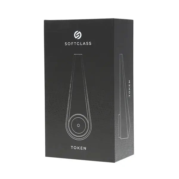 Softglass "Token" hand pipe made of durable silicone and glass, sleek and compact design. Box
