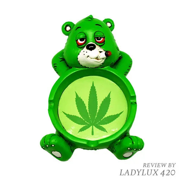 Stoner Bear polyresin ashtray with chill bear design, perfect for smokers and collectors