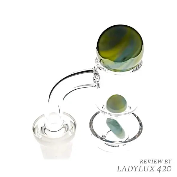 Blue and brown swirl aLeaf Terp Slurp marble set – 3-piece pack for dab rigs and bangers