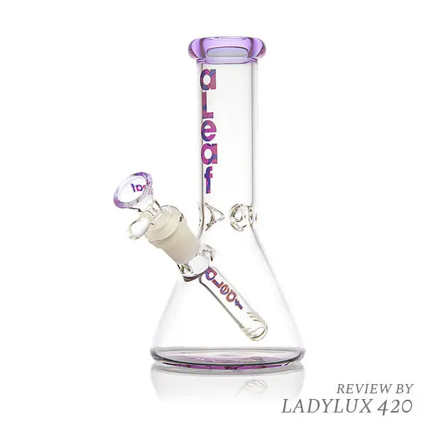 aLeaf The Essential Beaker Water Pipe – durable glass bong with classic beaker base design - purple side