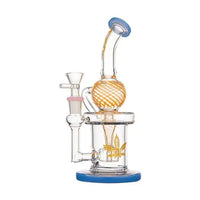 aLeaf Uni Recycler Bong with Waffle Percolator, colour accents, ships Australia-wide - yellow