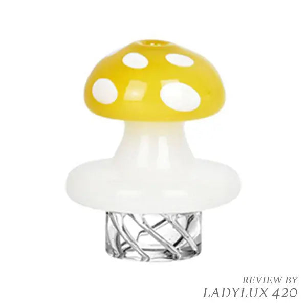 Mushroom Helix Glass Carb Cap – Borosilicate, fast shipping Australia-wide - Yellow