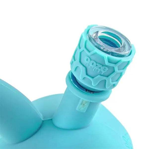 Ooze Armor silicone & glass flower bowl – fast shipping Australia-wide - closeup teal