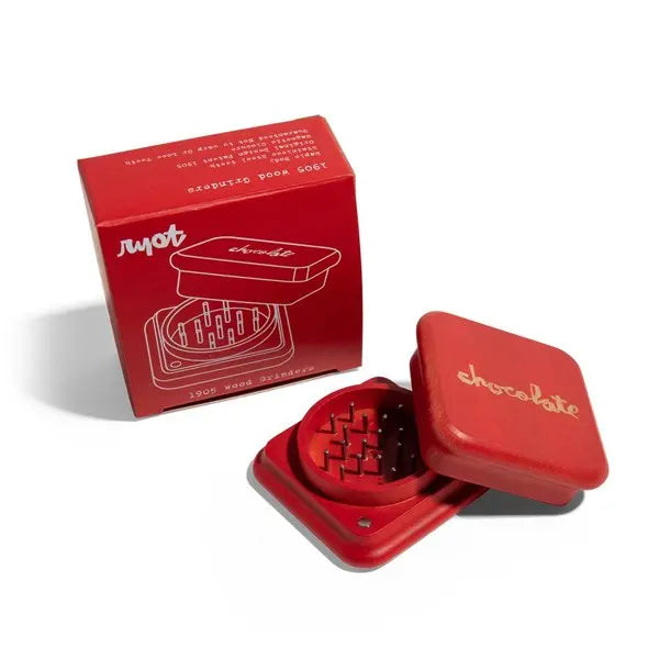 RYOT x Chocolate Red Maple Grinder 2pc – Fast shipping Australia-wide - box open grinder