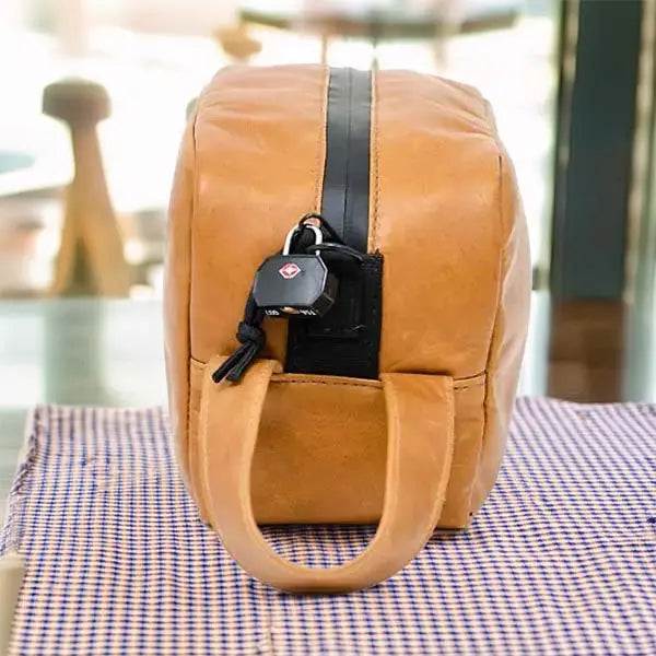 odour proof leather toiletry bag available