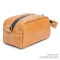 Abscent Mini Leather Toiletry Bag Cognac – Odour-Proof, Fast Shipping Australia-Wide-front